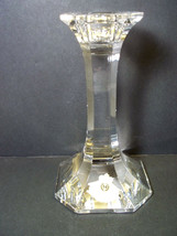 Lead crystal column taper candle holder original label 5.5&quot; tall Germany - £10.40 GBP