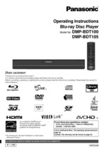 Panasonic DMP-BDT100 DMP-BT105 Blu-ray Player Owners Instruction Manual - £16.68 GBP