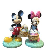 Cute Set Of Mickey &amp; Minnie Mouse With  Easter Egg Basket Figurine New 10” - £71.93 GBP