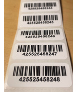 [QTY 100] WHITE SERIAL NUMBER BAR CODE LABELS STICKERS-DURABLE-WATERPROOF - $8.90