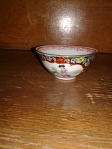 Gold and Floral  Japanese Bowl , Geisha &amp; Cherries , 1 3/4 &quot; - $5.00