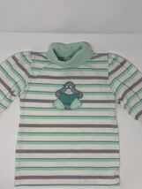 Kids Striped Turtleneck Long Sleeve Shirt Bear Book Aplique Green Gray W... - $20.31