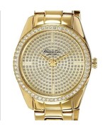 Womens Kenneth Cole New York Gold-Tone Crystal-Encrusted Large Dial Watch - $179.99