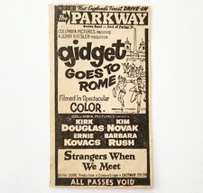 1963 Parkway Drive In Gidget Goes To Rome Movie Advertisement Kirk Dougl... - $380.53 MXN