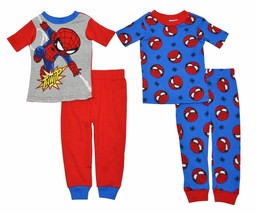 Marvel Boys Spidey In Training 4 Piece Cotton Pajama Set - Size 2T - Blue/Red - £16.04 GBP