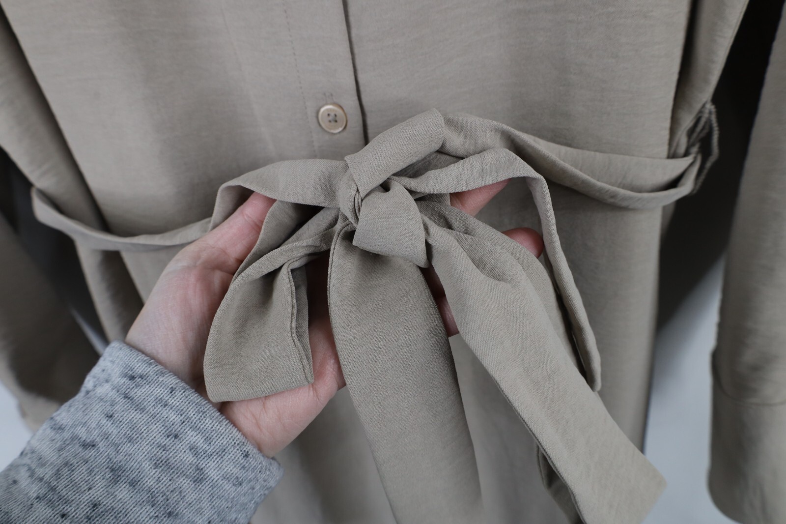 Deadstock Vintage Y2K DKNY Womens 10 Long Sleeve Knit Tie Dress Khaki Brown Item image 5