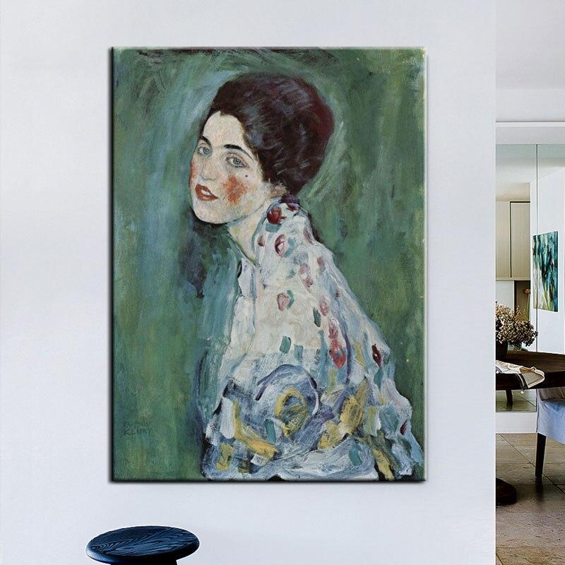 Hand Painted Classic Gustav Klimt Ms. Portrait Abstract Oil Painting Modern Arts