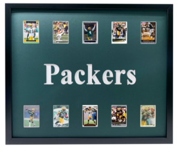 Green Bay Packers Framed 10 Football Card Collage Lot Starr Rodgers Favre White - £167.87 GBP