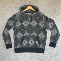 American Eagle Hoodie Mens M Aztec South Western Print Henley Blue Gray Pullover - £13.18 GBP