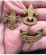 3 Diff Boy Scouts BSA Rank Insignia Pat. 1911 Pins Tenderfoot 1st &amp; 2nd ... - £21.20 GBP