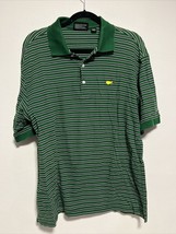 MASTERS COLLECTION Green Striped Short Sleeve Polo Golf Shirt Mens L - $19.34