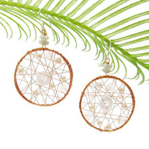 Rose Gold Web Freshwater White Pearl-Milky Quartz Earrings - £18.03 GBP