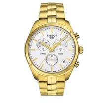 Tissot PR100 Chronograph White Dial Gold PVD Men&#39;s Watch T1014173303100 - $349.95