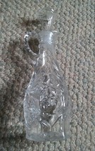 Vintage 8 Inch Tall Clear Vinigar Cruet With Stopper Sunburst Star Pattern - $242.13 MXN