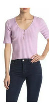 NEW Abound Nordstrom Henley Crop Top Short Sleeve Knit Pink XS Ribbed - £10.10 GBP