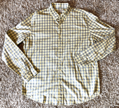 J. Crew Light Weight Shirt Mens XL Yellow Gray Plaid Button Down Up Golf Dress - £28.70 GBP