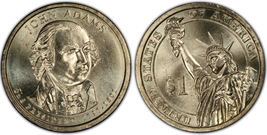 NGC MS 65 2007 P John Adams $1 – Mint Error – Double Edge Lettering – Overlapped - £28.14 GBP