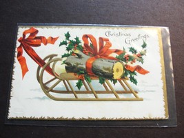 Christmas Greetings! Happiness without limit -Postmarked 1907 Embossed Postcard. - £10.95 GBP