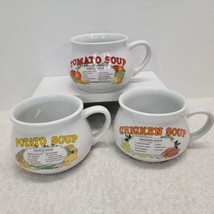 SET OF 3 Soup Mugs Chicken Tomato Potato Soup Recipes Cups DDI Don&#39;t Do ... - $17.36