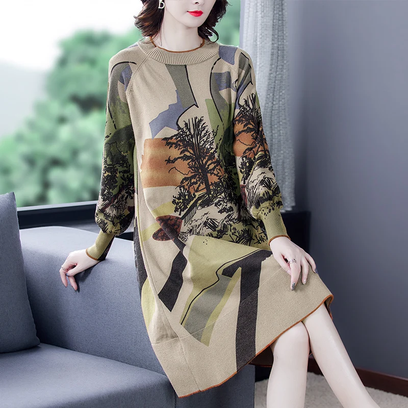 Women Korean Vintage Casual Midi Dress Autumn Winter  Cotton Thick Warm Top s  E - £192.28 GBP