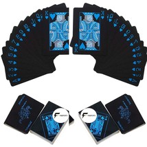 Premium Black Plastic Playing Cards, Set of 2 Decks, Waterproof, for Kids and Ad - £19.34 GBP