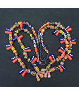Vintage Antique Multi color Eye Glass Beads 26Inch Long Strand Necklace - £50.23 GBP