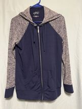 Style &amp; Co Sport Blue And Gray Zipper Sweatshirt Women’s Size SM With Hood - $27.72