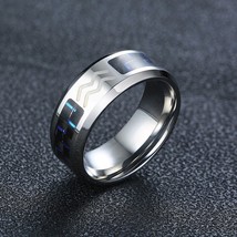 Vnox Aries Ring for Men 12 Horoscope Stainless Steel with Carbon Fiber Wedding B - £7.67 GBP