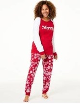 Women&#39;s Snowflake Red White Pajama Set Family PJs Christmas Holidays S New - $15.29