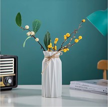 White Ceramic Flower Vase, 7&quot; H, Fit For Foyer Living Room Fireplace Bedroom - £33.55 GBP