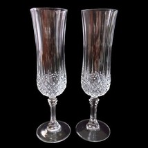 Longchamp Champagne Flutes Crystal Wine Glasses Cristal D Arques Pair Di... - $32.66