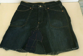 vintage patch work skirt made from  carpentar jeans big pockets frayed e... - $21.73