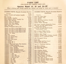 1931 Sparton Model 25 26 26-AW Parts List Short Wave Electronics Ephemer... - $464.81 MXN