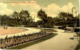 The Front, showing flower beds, Buffalo, New York, vintage postcard 1913 - $12.99