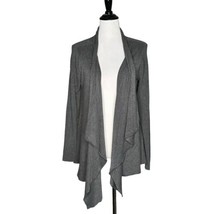 Eileen Fisher Open Front Cardigan Ribbed Sleeves Gray Draped Women Size S - £26.46 GBP