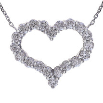 1.50 Carat Round Cut Diamond Heart 16&quot; Necklace 14K White Gold - $1,088.01
