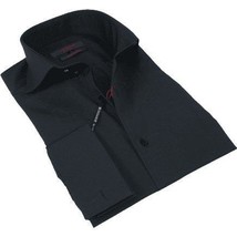 Men Shirt AXXESS Turkey Egyptian Cotton High Collar French Cuffs 224-05 Black image 2