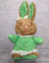 Mary Meyer Stuffed Bunny Rabbit with Green Floral Dress &amp; Bow Townshend ... - £17.56 GBP