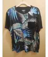 Tony Hawk Men T-Shirt XL Black Nature Leaves Short Sleeve Crew Neck Tee - £10.98 GBP