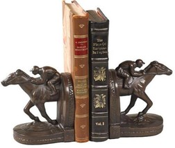 Bookends Bookend Lodge Horseshoe Rider Cast Resin Hand-Cast Hand-Painted - £159.07 GBP