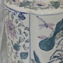 Vintage Famille Verte / Blue Pink Chinoiserie Quatrefoil Tall Chinese Vase 14” - £114.63 GBP