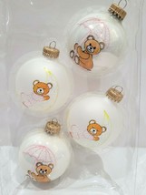 Baby&#39;s 1st Christmas Teddy Bear Girls Boys Glass Tree Onaments Decor Set... - $19.79