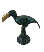 Toucan with Pedestal Bronze Sculpture Vintage 8&quot; x 8&quot; 2.2# Gumps of SF - $150.00