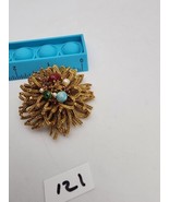 Vintage CAPRI Crystal Rhinestone &amp; Art Glass 2&quot; Sea Anemone 3D Brooch, VGUC - $837.73 MXN