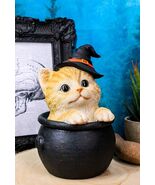 Ebros Halloween Witches&#39;s Orange Tabby in Cauldron Collectible 6&quot;H Figurine - $565.63 MXN