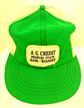 Vtg 80s AG Credit Peoples State Bank of Roanoke Il Snapback Trucker Hat ... - £8.69 GBP