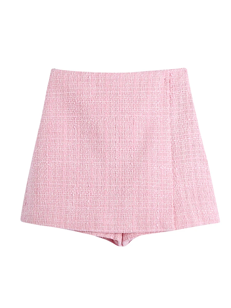 Co Ord Set Women Chic Pink Tweed Blazer Office Lady Suit with Shorts Skirt Pant  - £97.26 GBP
