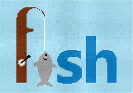 Pepita Needlepoint Canvas: Go Fish Word, 10&quot; x 7&quot; - $50.00+
