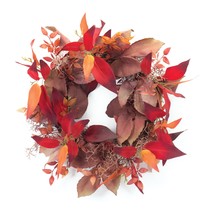 Fall Leaf Wreath 19&quot;D Polyester - £38.48 GBP