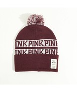 Victoria&#39;s Secret ~ PINK Logo ~ Burgundy ~ Pom Pom ~ Beanie ~ Winter Hat - £13.96 GBP